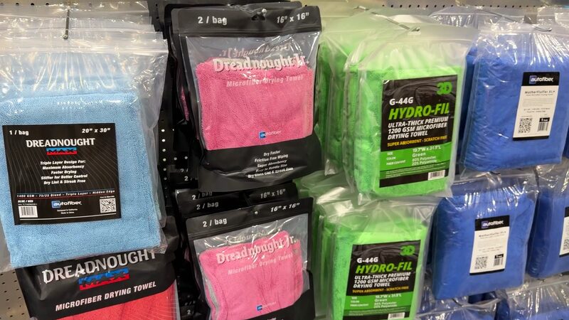 Microfiber towel wall at Specialty Supply
